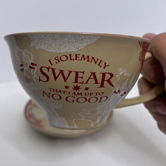 Harry Potter Marauder's Map Teacup & Saucer 12oz "I Solemnly Swear" No Box - Picture 3 of 8